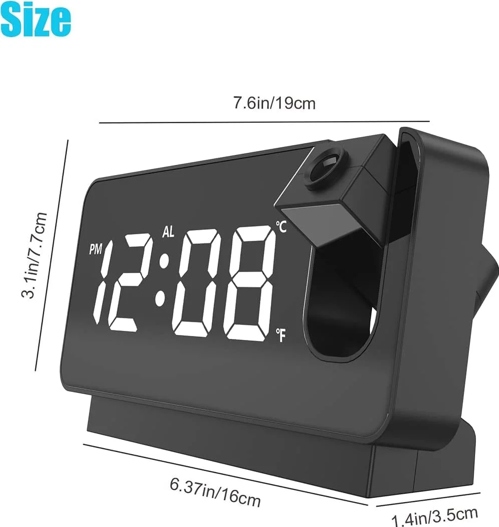 Horloge avec projecteur RGB RECHARGEABLE , Réveil Numérique ,Température et Luminosités Réglable