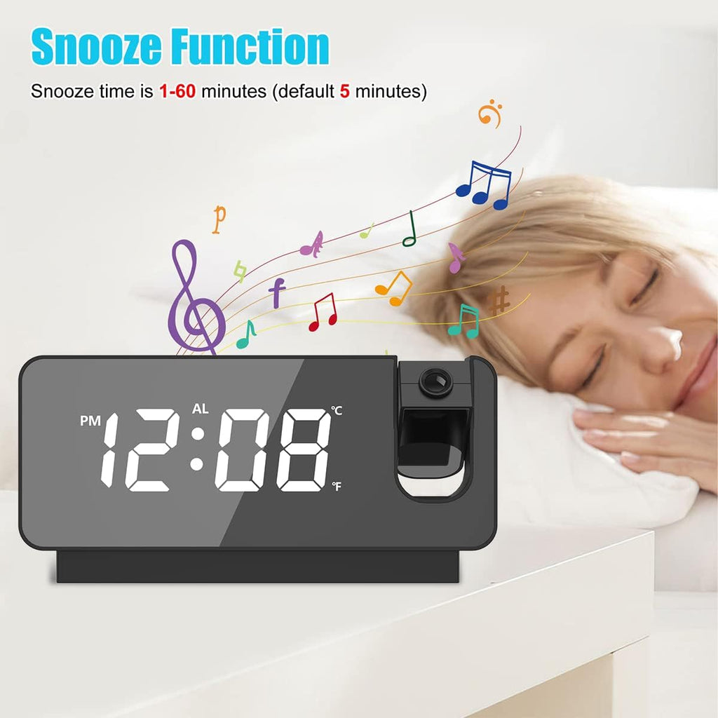 Horloge avec projecteur RGB RECHARGEABLE , Réveil Numérique ,Température et Luminosités Réglable