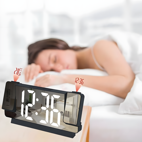Horloge Double  projecteur RGB RECHARGEABLE , Réveil Numérique ,Température et Luminosités Réglable ( الحجم الكبير )