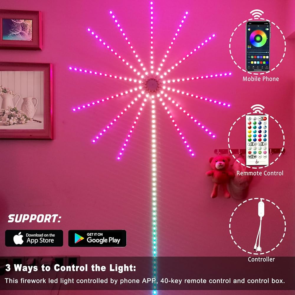 LED RGB Fireworks Connecté Application et Bluetooth avec télécommande