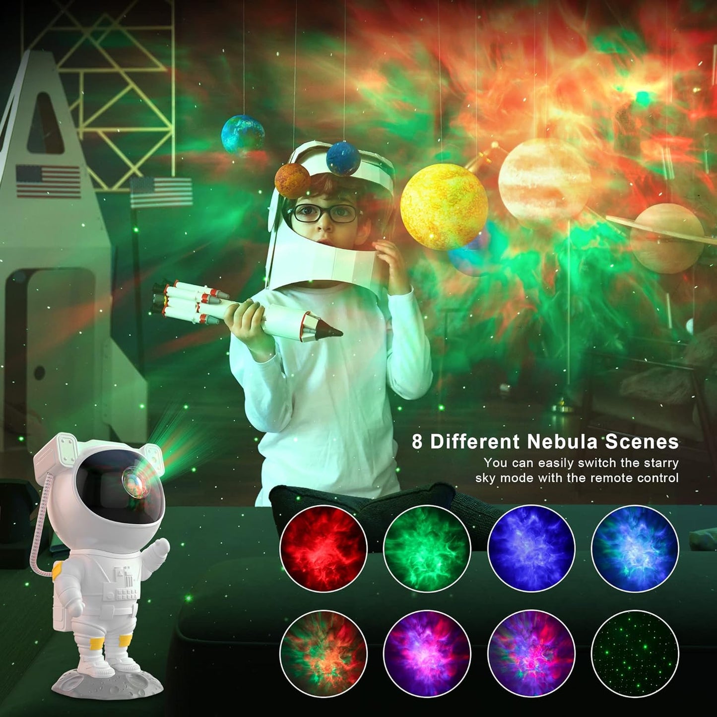 Projecteur de Lumière d'astronaute 360°, Projecteur d'étoile Galaxy 🚀🚀