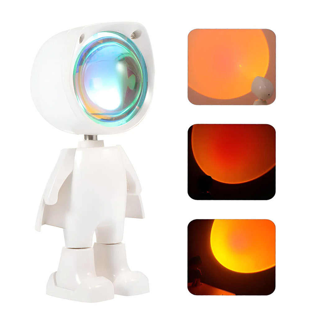 Astronaute Lampe de coucher de soleil rechargeable pour chambre et décoration intérieure avec batterie