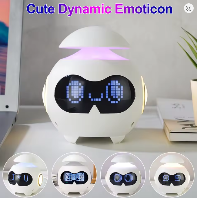 Réveil Numérique Rechargeable Robot Mignon avec USB, Horloge LED