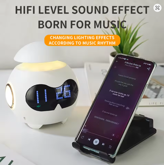 Réveil Numérique Rechargeable Robot Mignon avec USB, Horloge LED