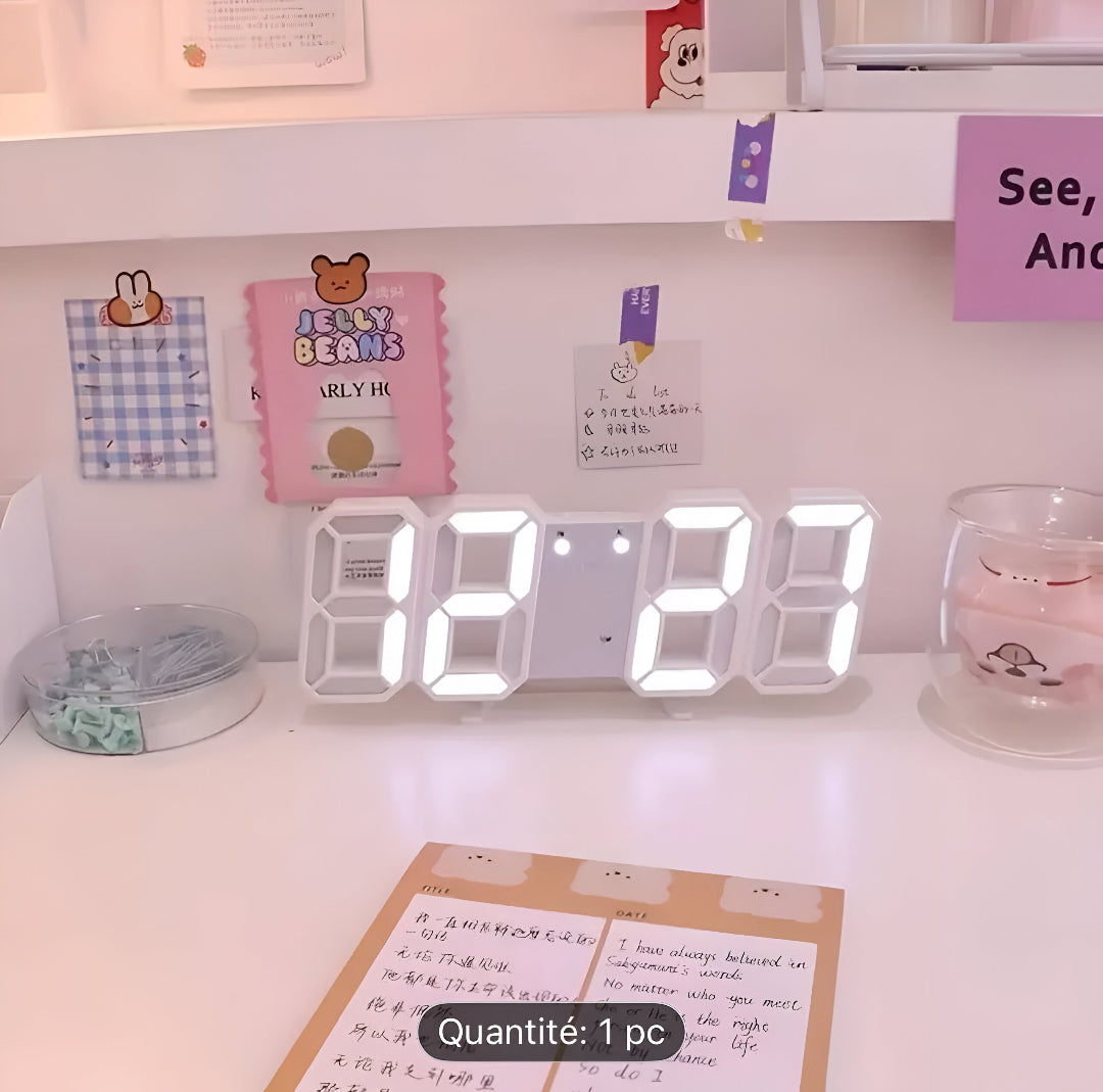 Horloge Murale numérique LED 3D Décoration White