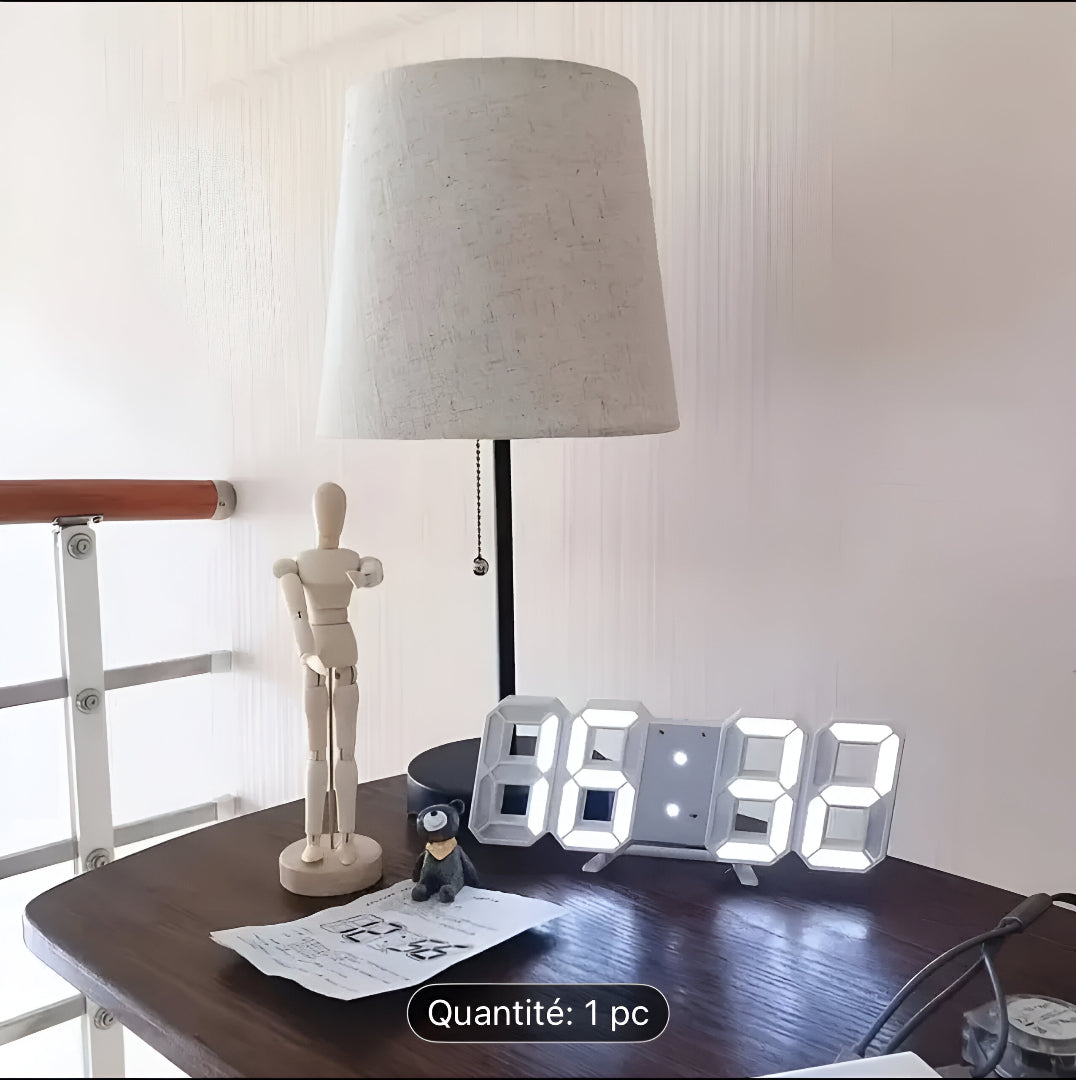 Horloge Murale numérique LED 3D Décoration White