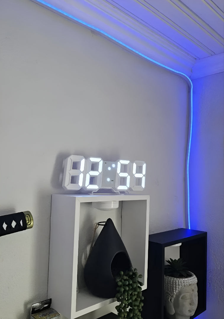 Horloge Murale numérique LED 3D Décoration White