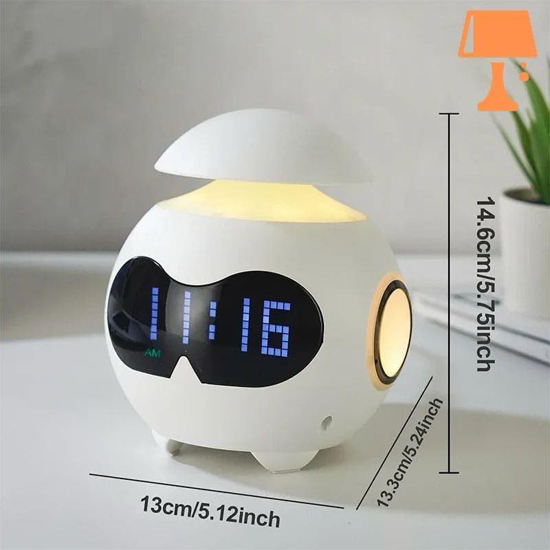 Réveil Numérique Rechargeable Robot Mignon avec USB, Horloge LED
