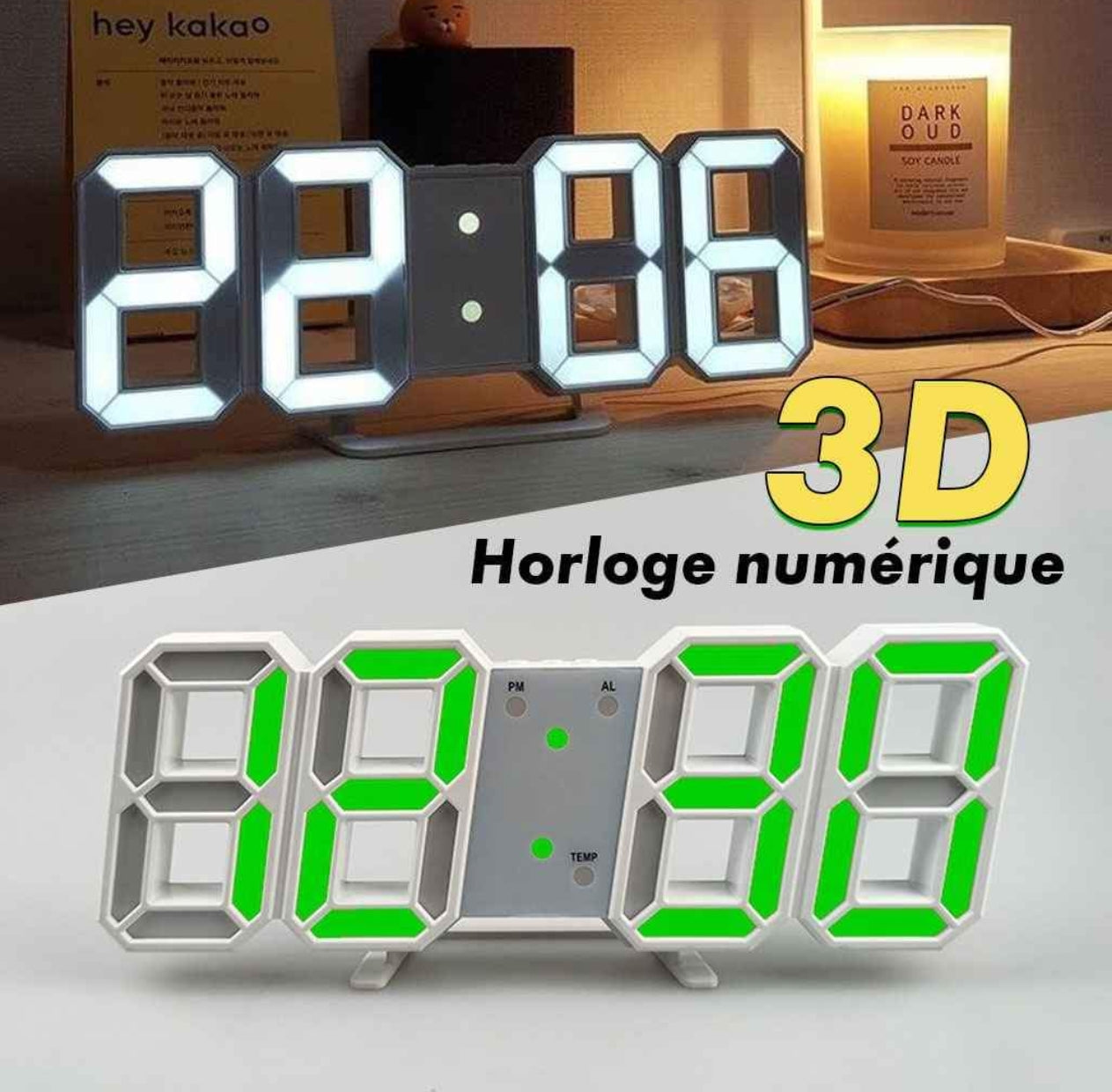 Horloge Murale numérique LED 3D Décoration