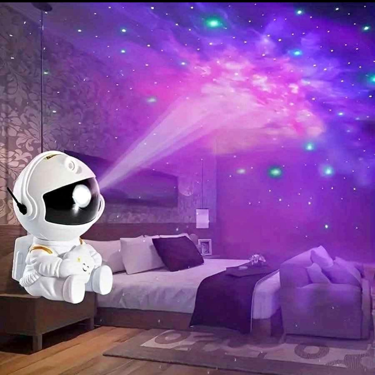 Projecteur de Lumière d'astronaute 360°, Projecteur d'étoile Galaxy