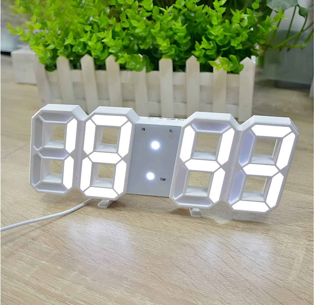 Horloge Murale numérique LED 3D Décoration White