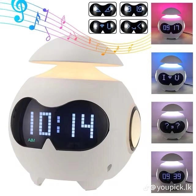 Réveil Numérique Rechargeable Robot Mignon avec USB, Horloge LED