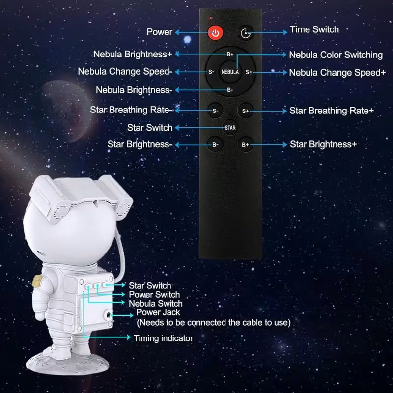 Projecteur LED Astronome Galaxy atmosphère étoilée 👨‍🚀  مصباح رائد الفضاء الحجم الكبير